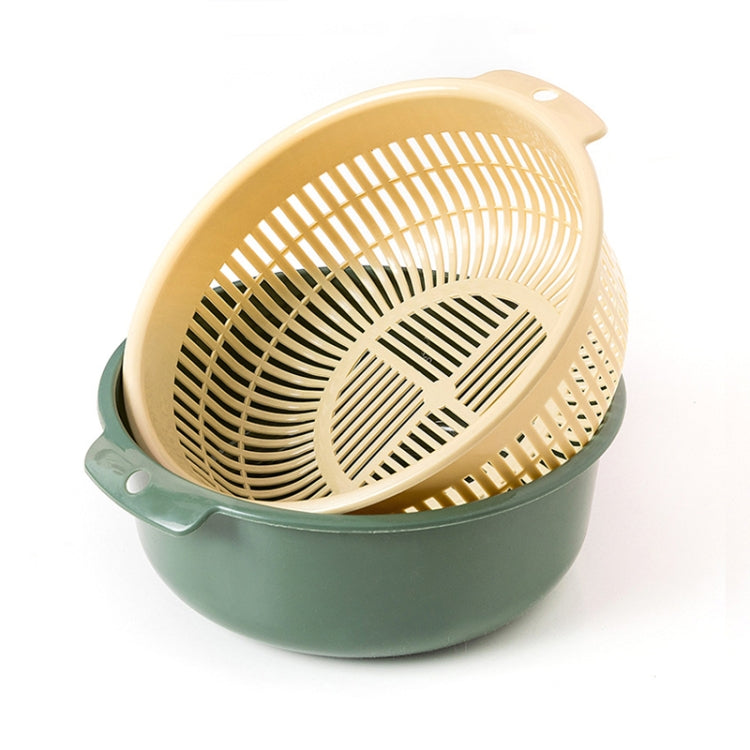 Double-Layer Hollow Fruit & Vegetable Drain Basket Household Plastic Vegetable Washing Basket, Small, Large