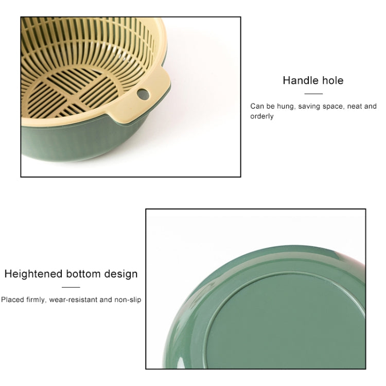 Double-Layer Hollow Fruit & Vegetable Drain Basket Household Plastic Vegetable Washing Basket, Small, Large