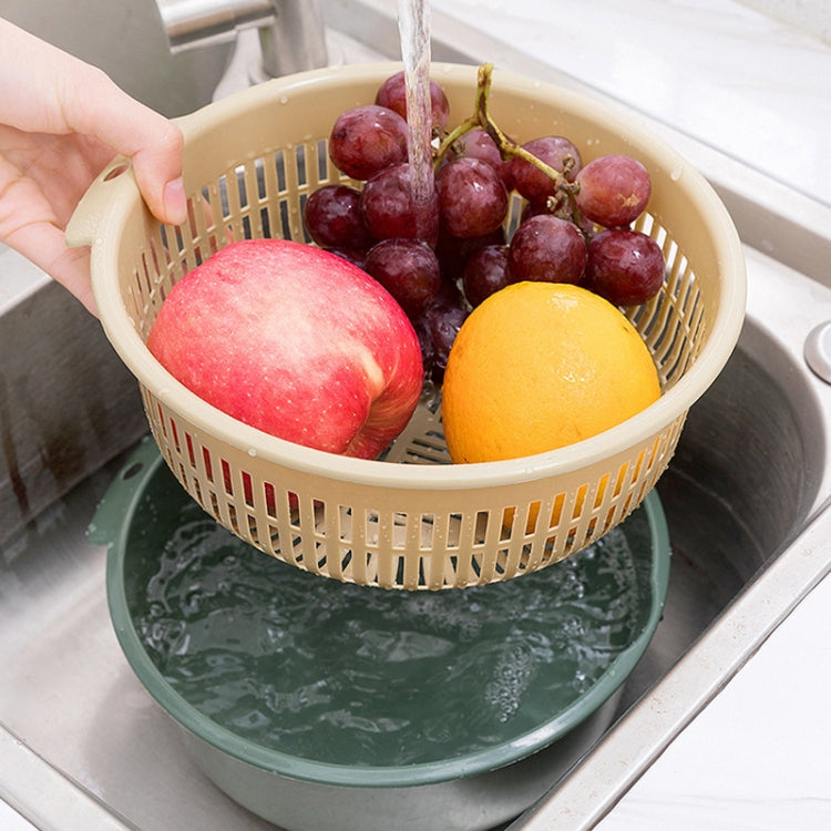 Double-Layer Hollow Fruit & Vegetable Drain Basket Household Plastic Vegetable Washing Basket, Small, Large