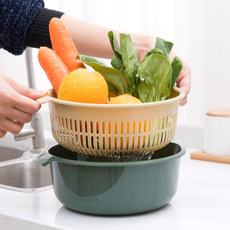 Double-Layer Hollow Fruit & Vegetable Drain Basket Household Plastic Vegetable Washing Basket, Small, Large