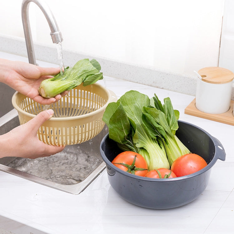 Double-Layer Hollow Fruit & Vegetable Drain Basket Household Plastic Vegetable Washing Basket, Small, Large