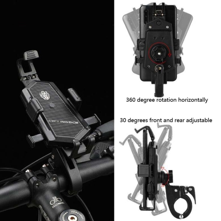 Bicycle Mobile Phone Holder Can Rotate And Adjust Fixed Aluminum Alloy Bracket Automatic Grab Bracket, Handlebar Installation, Rearview Mirror Installation