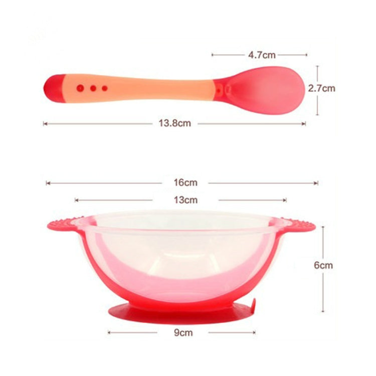 3 PCS Children Tableware Baby Learning Dishes With Suction Cup Assist Food Bowl Temperature Sensing Spoon