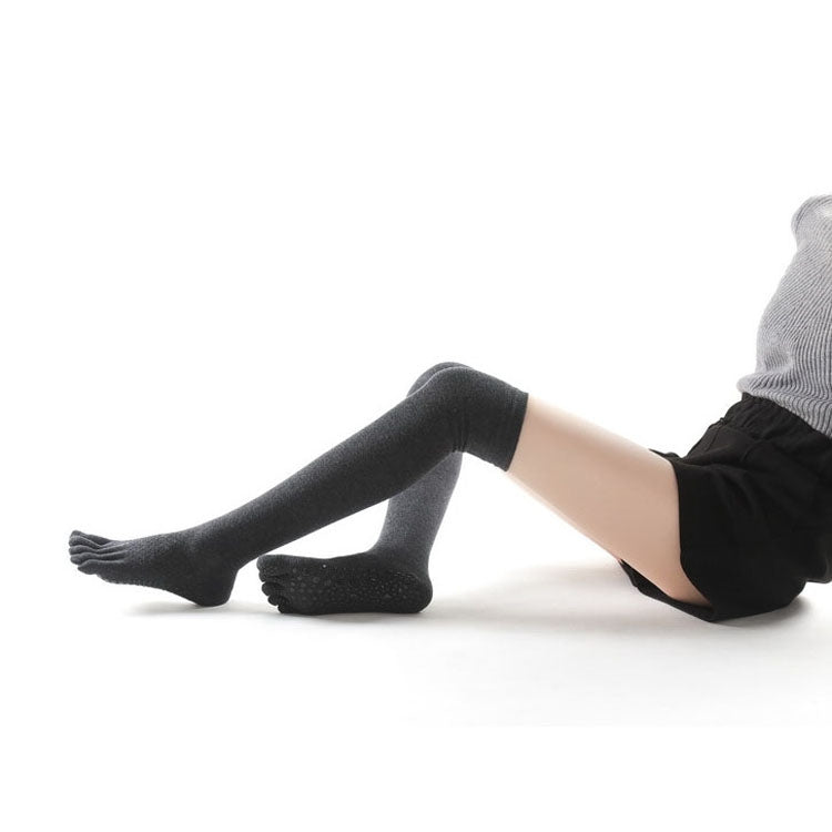 Ladies Over The Knee Yoga Socks Winter Warm Non-Slip Dance Five-Finger Socks, Free Size