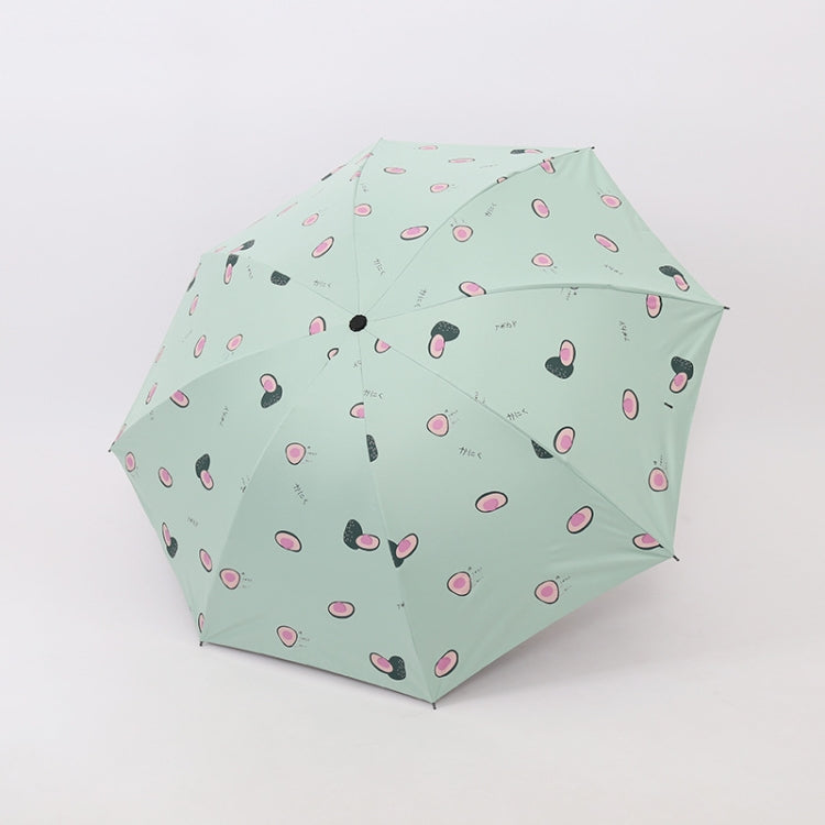 Small Fresh Sun Umbrella Female Sun Umbrella Student Vinyl Three-Fold Simple Dual-Use Sun Umbrella, Avocado Green, Avocado White, Avocado Pink, Strawberry White, Strawberry Pink, Peach White, Peach Pink