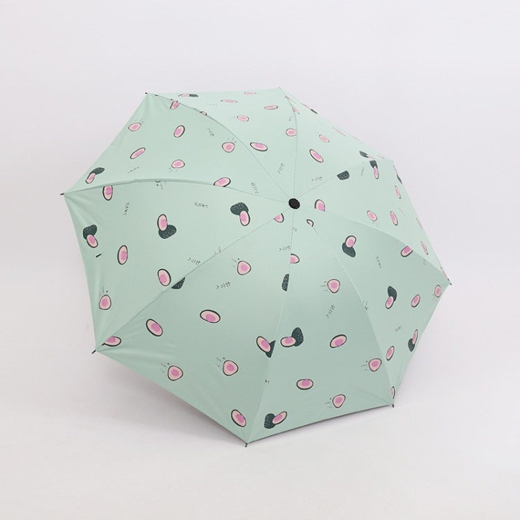 Small Fresh Sun Umbrella Female Sun Umbrella Student Vinyl Three-Fold Simple Dual-Use Sun Umbrella, Avocado Green, Avocado White, Avocado Pink, Strawberry White, Strawberry Pink, Peach White, Peach Pink