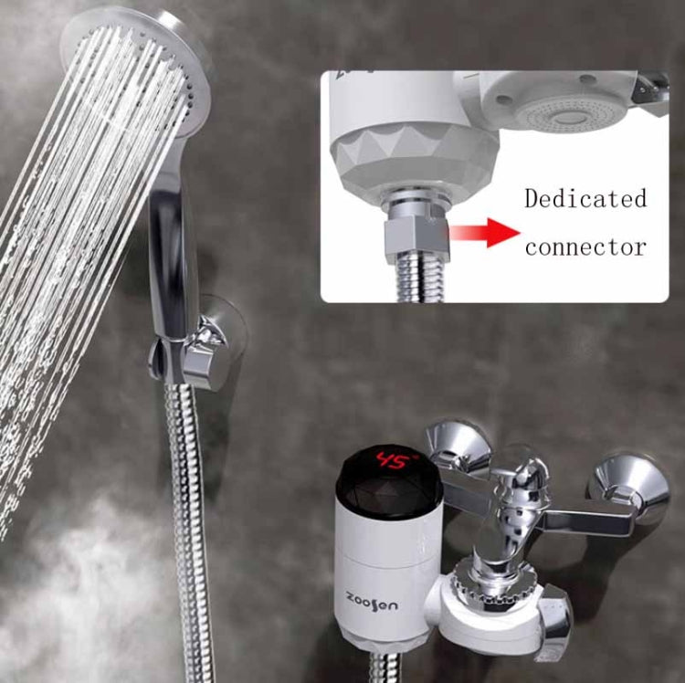 Zoosen Electric Hot Water Faucet Connection Type Instant Hot Water Faucet CN Plug, Style:White + Leak Protection, White, With shower Head Connector, White + Leak Protection