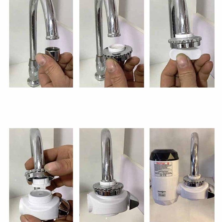 Zoosen Electric Hot Water Faucet Connection Type Instant Hot Water Faucet CN Plug, Style:White + Leak Protection, White, With shower Head Connector, White + Leak Protection