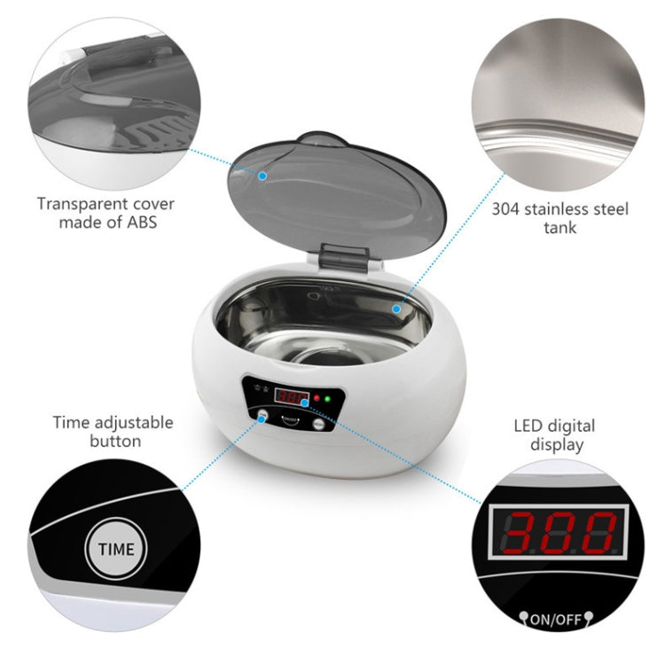 35W 600ml Mini Ultrasonic Cleaner Glasses Jewelry Household Ultrasonic Cleaner, 220V EU Plug, 110V US Plug, 220V AU Plug, 220V UK Plug
