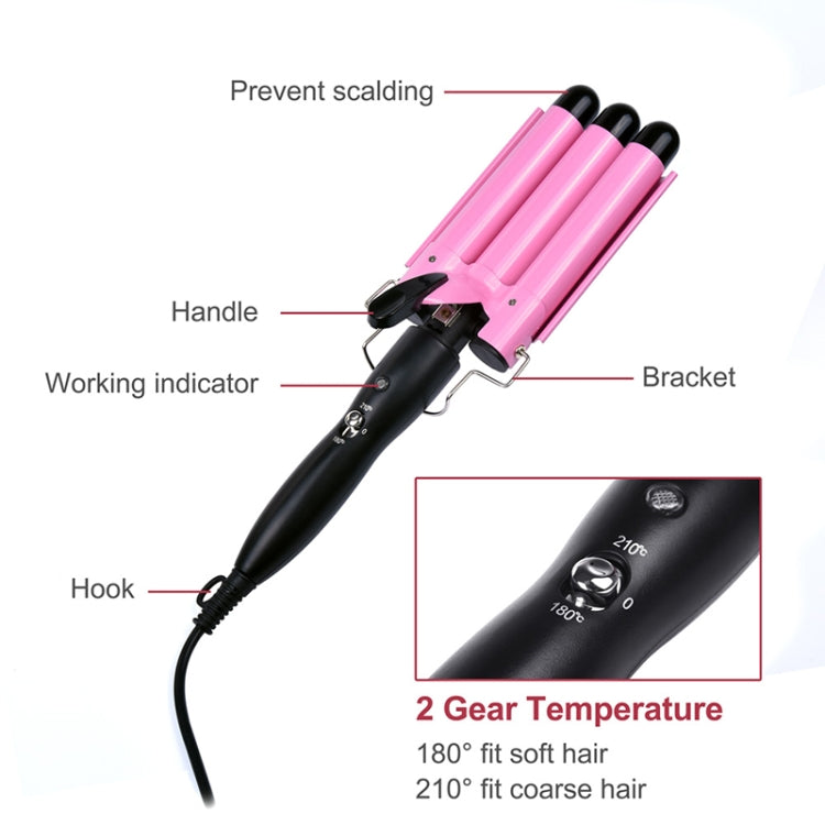 20-32m Automatic Ceramic Perm Splint Hair Curler 3 Barrels Big Wave Hair Curling Iron Tools, 32mm