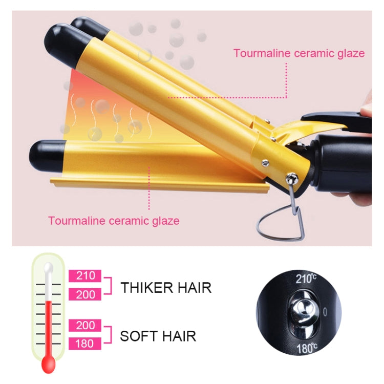 20-32m Automatic Ceramic Perm Splint Hair Curler 3 Barrels Big Wave Hair Curling Iron Tools, 32mm