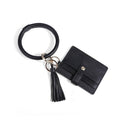 Wrist Ring PU Leather Card Case Key Chain Coin Purse, Coffee Leopard, White Leopard, Black, White Snake, Black Snake