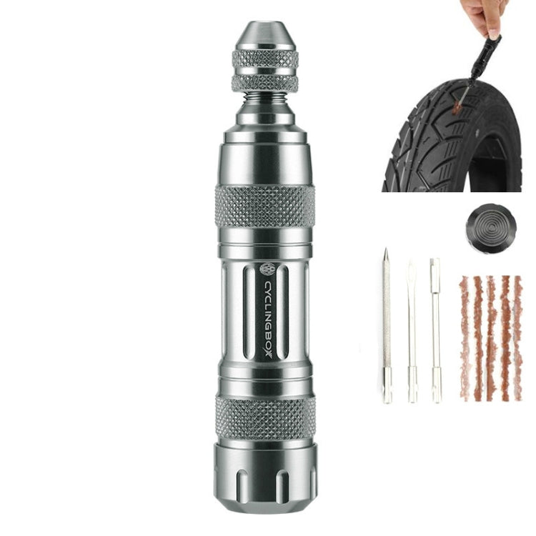 CYCLINGBOX Mountain Bike Vacuum Aluminum Alloy Tire Repair Tool Bicycle Repair Integrated Storage Design Tool, BG-9901(Black), BG-9901(Silver)