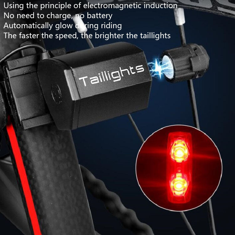Magnetic Induction Taillight Bicycle Self-Generation Induction Taillight Waterproof Night Riding Safety Warning Light, Magnetic Induction Taillight