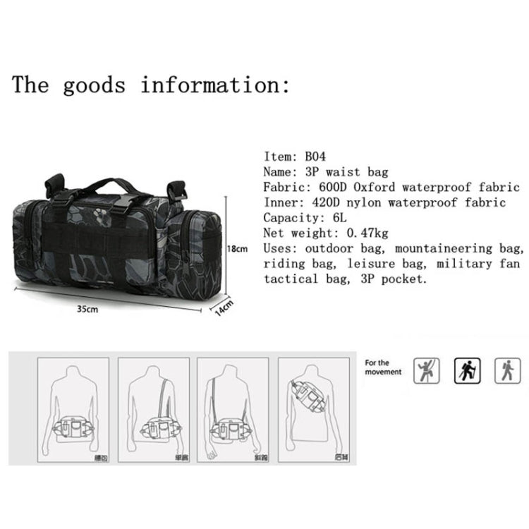 B04 Sports Outdoor Fishing Waterproof Running Waist Bag Camera Photography Multifunctional Bag