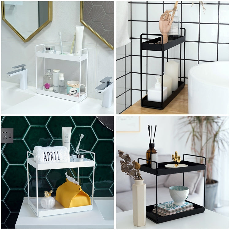 Home Storage Rack Bathroom Narrow Side Shelf, Small (White), Large (White), Small (Black), Large (Black)