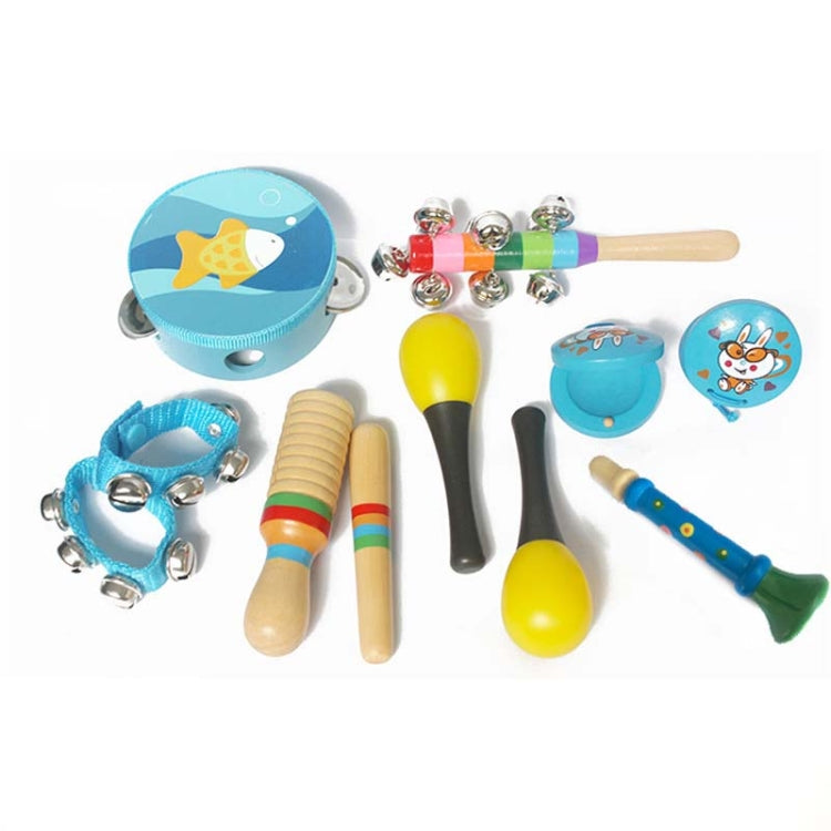 10 in 1 Children Musical Instrument Combination Wooden Early Education Baby Musical Instrument Toys, Boy, Girl