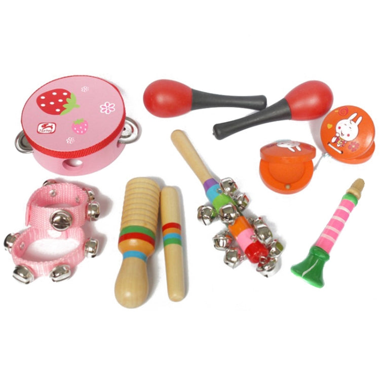 10 in 1 Children Musical Instrument Combination Wooden Early Education Baby Musical Instrument Toys, Boy, Girl