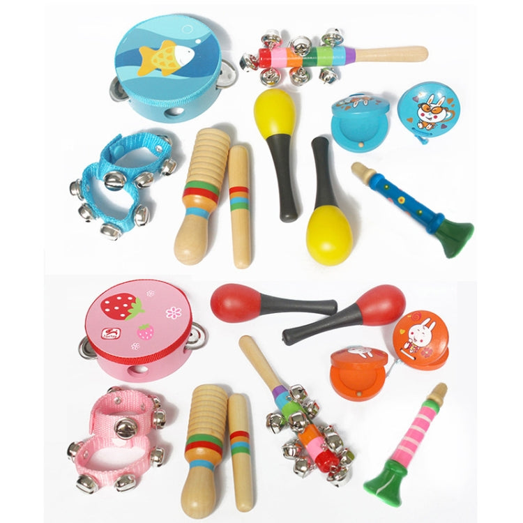10 in 1 Children Musical Instrument Combination Wooden Early Education Baby Musical Instrument Toys, Boy, Girl
