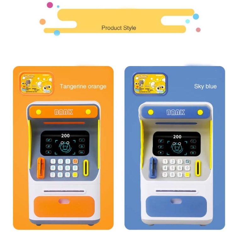 Simulation Face Recognition ATM Cash Deposit Box Simulation Password Automatic Rolling Money Safe Deposit Box, Orange (Battery Version), Blue (Battery Version), Orange (Charging Version), Blue (Charging Version)