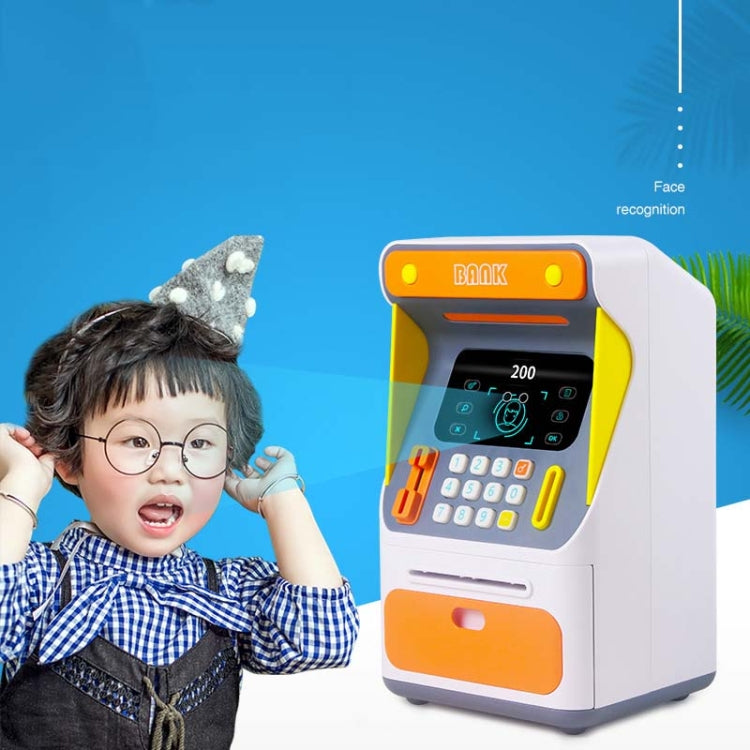 Simulation Face Recognition ATM Cash Deposit Box Simulation Password Automatic Rolling Money Safe Deposit Box, Orange (Battery Version), Blue (Battery Version), Orange (Charging Version), Blue (Charging Version)