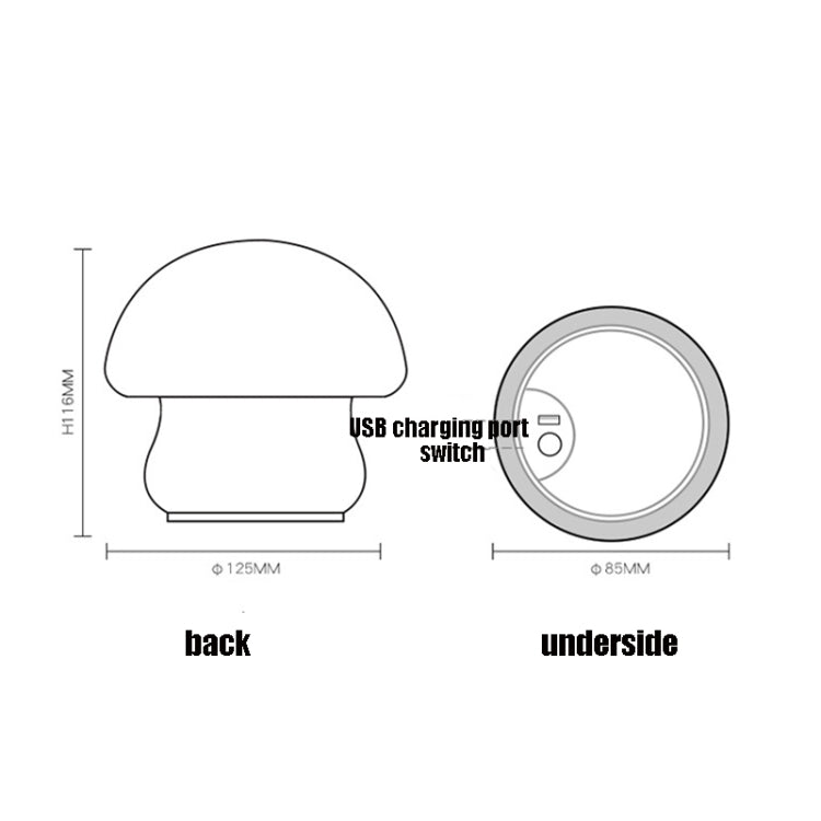 Silicone Colorful Mushroom Night Light Bedside Sleeping Table Lamp, 0.8W