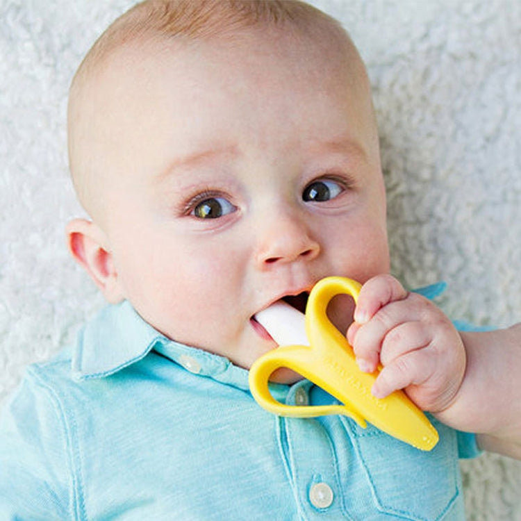 Newborn Baby Banana Silicone Teether Bite, Blue, Pink, Yellow