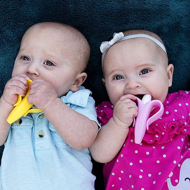 Newborn Baby Banana Silicone Teether Bite, Blue, Pink, Yellow