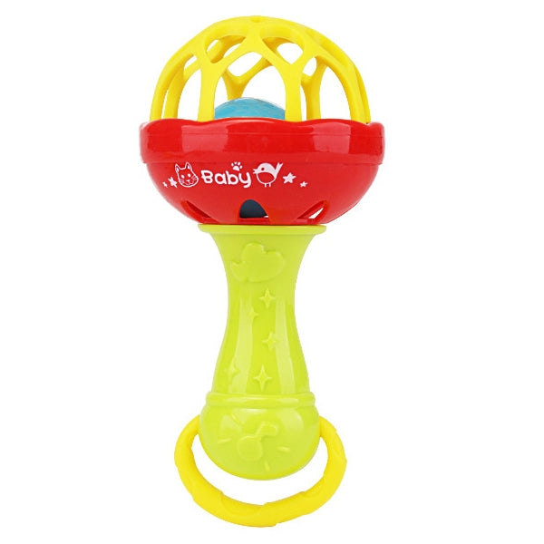 Baby Rattles Toy Intelligence Grasping Gums Plastic Hand Bell Rattle Funny Educational Toy，Color Random Delivery, Baby Rattles