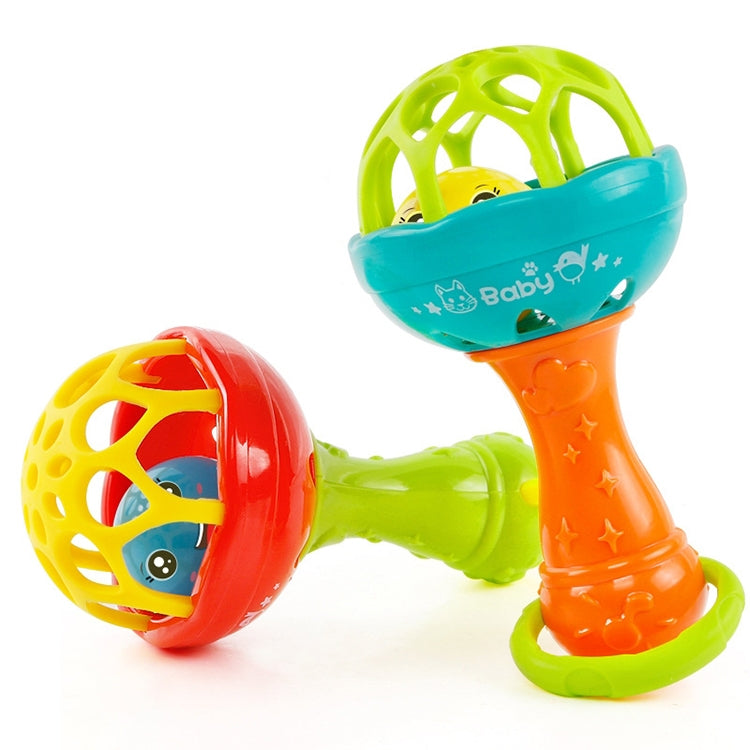 Baby Rattles Toy Intelligence Grasping Gums Plastic Hand Bell Rattle Funny Educational Toy，Color Random Delivery, Baby Rattles