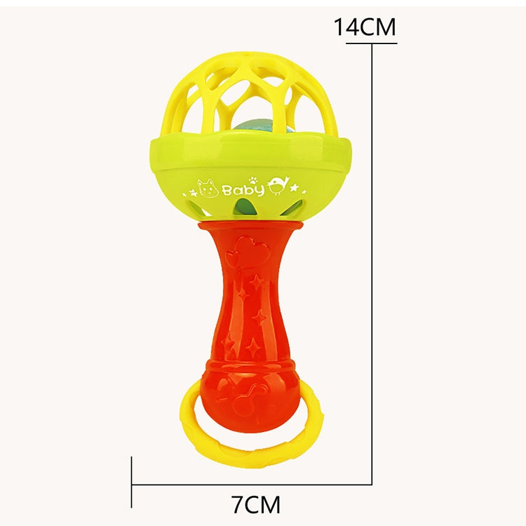 Baby Rattles Toy Intelligence Grasping Gums Plastic Hand Bell Rattle Funny Educational Toy，Color Random Delivery, Baby Rattles