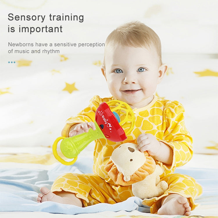 Baby Rattles Toy Intelligence Grasping Gums Plastic Hand Bell Rattle Funny Educational Toy，Color Random Delivery, Baby Rattles