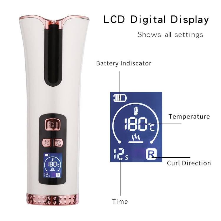 USB Charging Automatic Rotating Curling Iron Portable Wireless Travel Curling Iron, Black, White, Pink