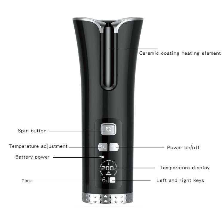 USB Charging Automatic Rotating Curling Iron Portable Wireless Travel Curling Iron, Black, White, Pink