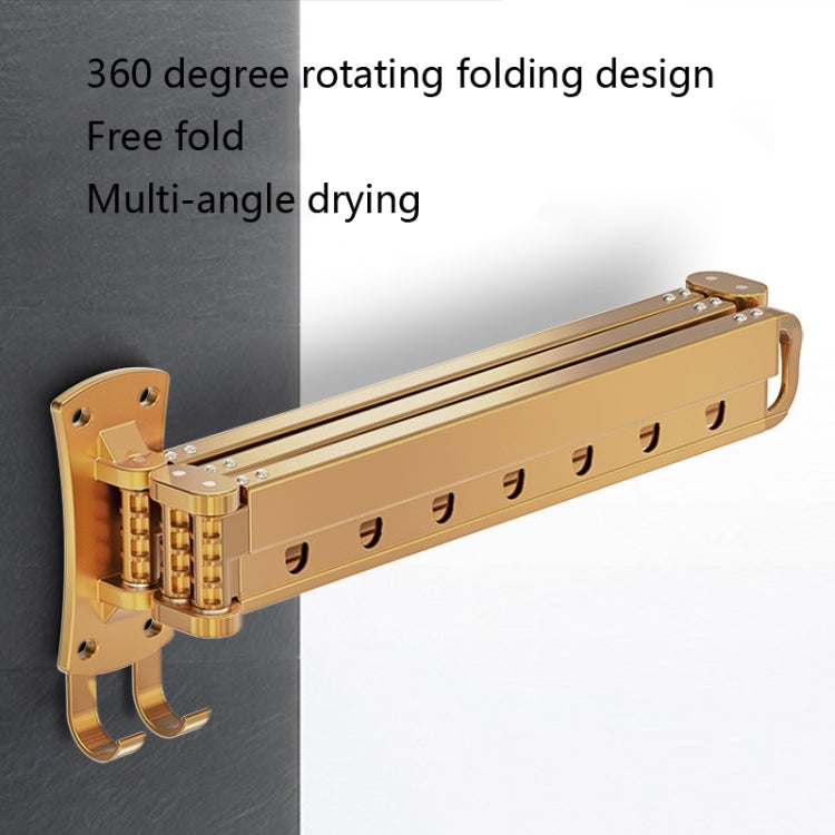 Clothes Rack Folding Telescopic Balcony Drying Rack Indoor Household Wall-Mounted Clothes Rail, Golden Long (3 Sections), Silver Long (3 Sections), Black Long (3 Sections)