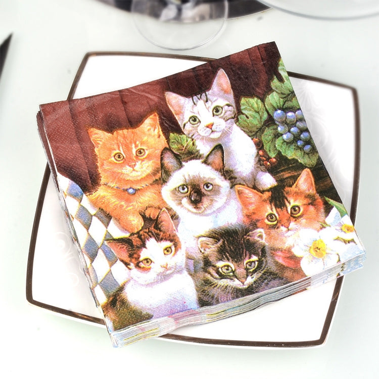 Colorful Print Cat Party Decoration Napkin Facial Tissue, Cat