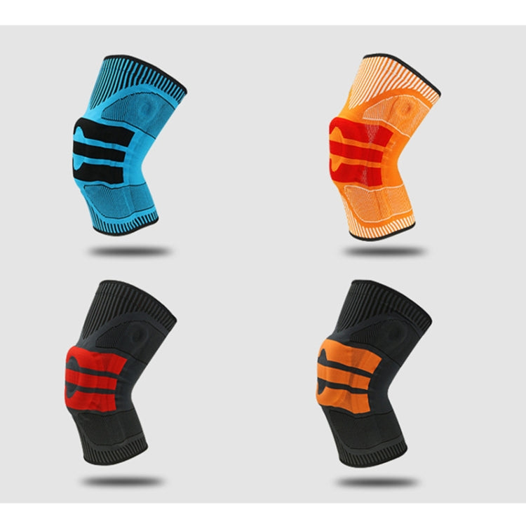 Enhanced Version Silicone Spring Support Knee Pads Knitted High Elastic Breathable Anti-Slip Protective Gear, Size:, M (Blue And Black), L (Blue And Black), XL (Blue And Black), M (Orange And Red), L (Orange And Red), XL (Orange And Red)               ...