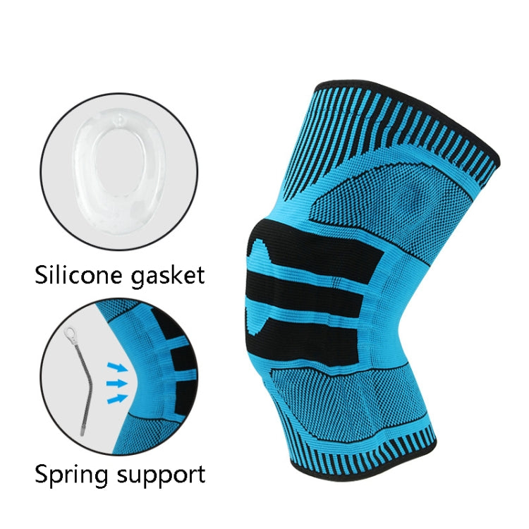 Enhanced Version Silicone Spring Support Knee Pads Knitted High Elastic Breathable Anti-Slip Protective Gear, Size:, M (Blue And Black), L (Blue And Black), XL (Blue And Black), M (Orange And Red), L (Orange And Red), XL (Orange And Red)               ...