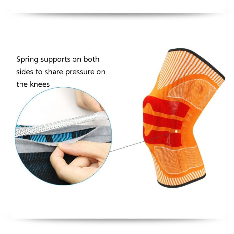 Enhanced Version Silicone Spring Support Knee Pads Knitted High Elastic Breathable Anti-Slip Protective Gear, Size:, M (Blue And Black), L (Blue And Black), XL (Blue And Black), M (Orange And Red), L (Orange And Red), XL (Orange And Red)               ...