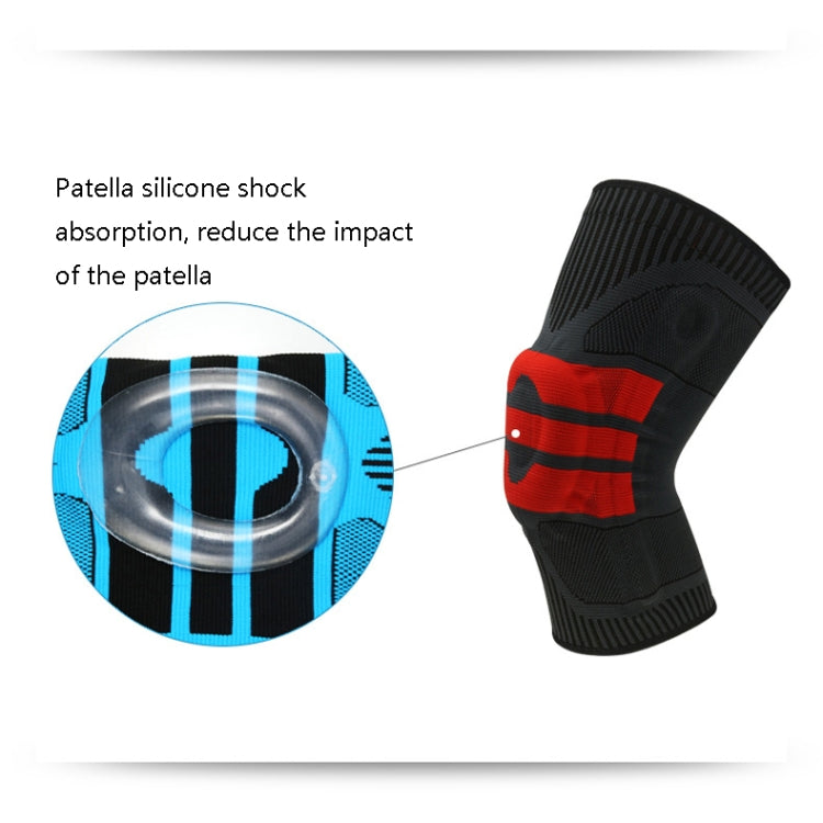 Enhanced Version Silicone Spring Support Knee Pads Knitted High Elastic Breathable Anti-Slip Protective Gear, Size:, M (Blue And Black), L (Blue And Black), XL (Blue And Black), M (Orange And Red), L (Orange And Red), XL (Orange And Red)               ...