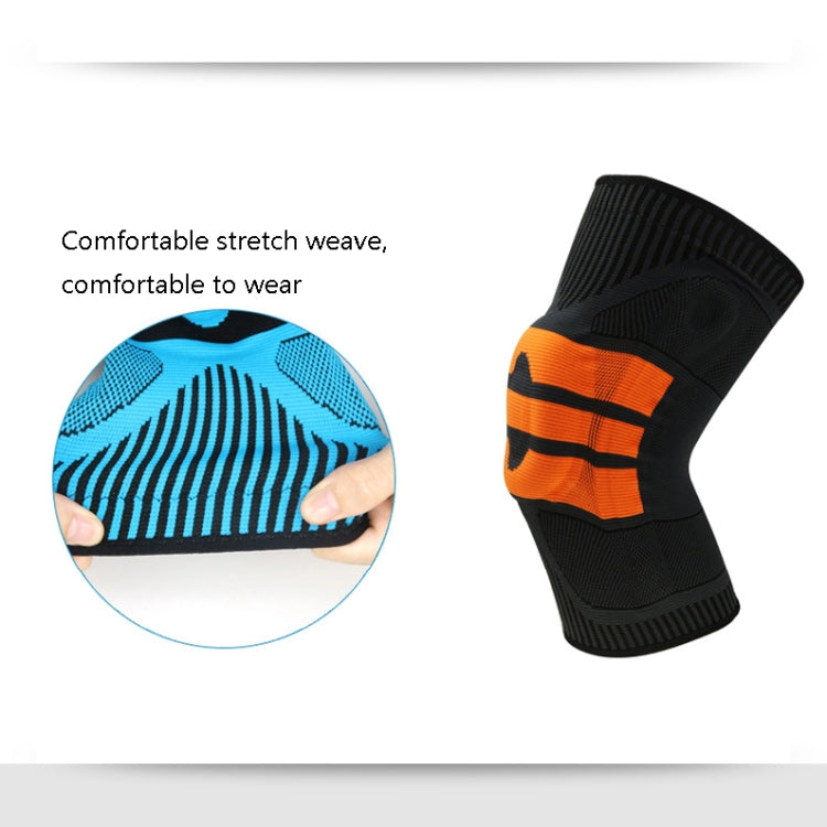 Enhanced Version Silicone Spring Support Knee Pads Knitted High Elastic Breathable Anti-Slip Protective Gear, Size:, M (Blue And Black), L (Blue And Black), XL (Blue And Black), M (Orange And Red), L (Orange And Red), XL (Orange And Red)               ...