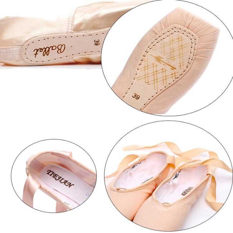 Ballet Lace Pointe Shoes Professional Flat Dance Shoes, 31, 32, 33, 34, 35, 36, 37, 38