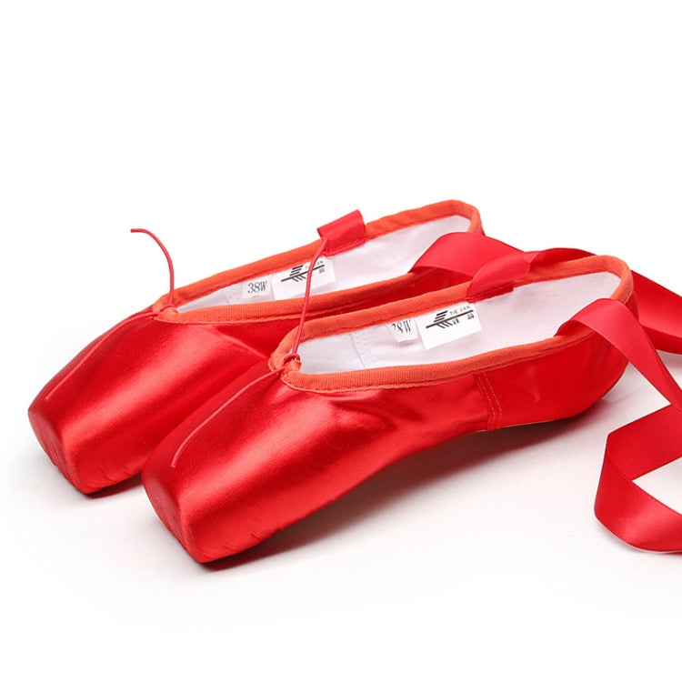 Ballet Lace Pointe Shoes Professional Flat Dance Shoes, 31, 32, 33, 34, 35, 36, 37, 38