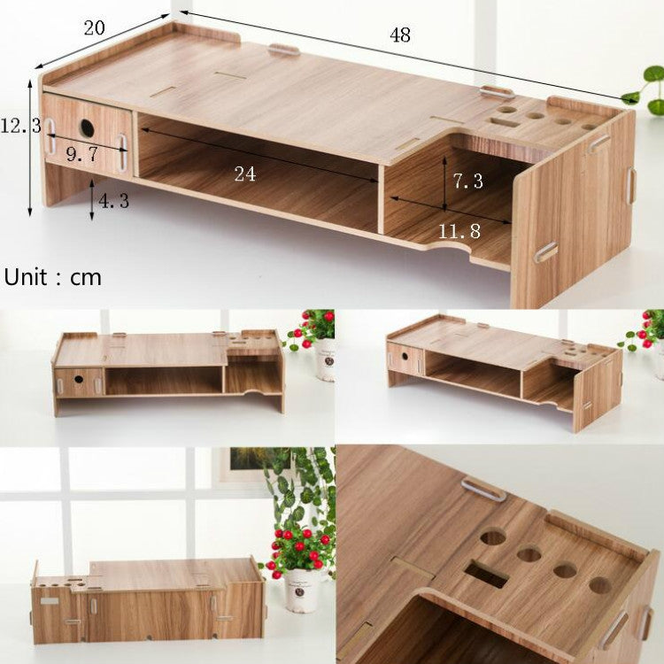 LCD Display Booster Wooden Keyboard Rack Desktop Storage Rack Shelf, Keyboard Rack