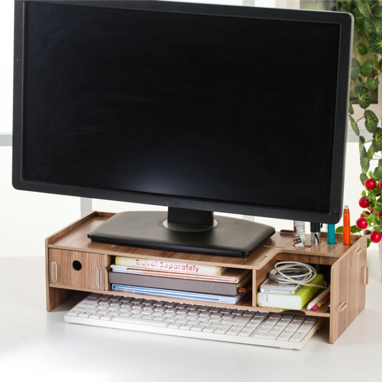 LCD Display Booster Wooden Keyboard Rack Desktop Storage Rack Shelf, Keyboard Rack