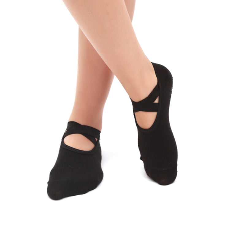 One Pair Ladies Cross Strap Version Edging Backless Yoga Socks Non-slip Boat Socks, One Size