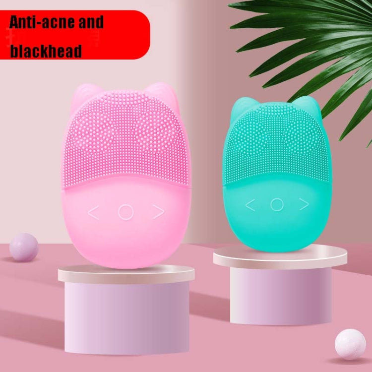 F35 Household Waterproof Electric Silicone Facial Cleanser Ultrasonic Massage Vibrating Facial Cleanser, Pink, Blue