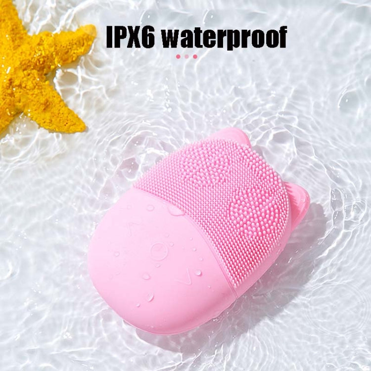 F35 Household Waterproof Electric Silicone Facial Cleanser Ultrasonic Massage Vibrating Facial Cleanser, Pink, Blue