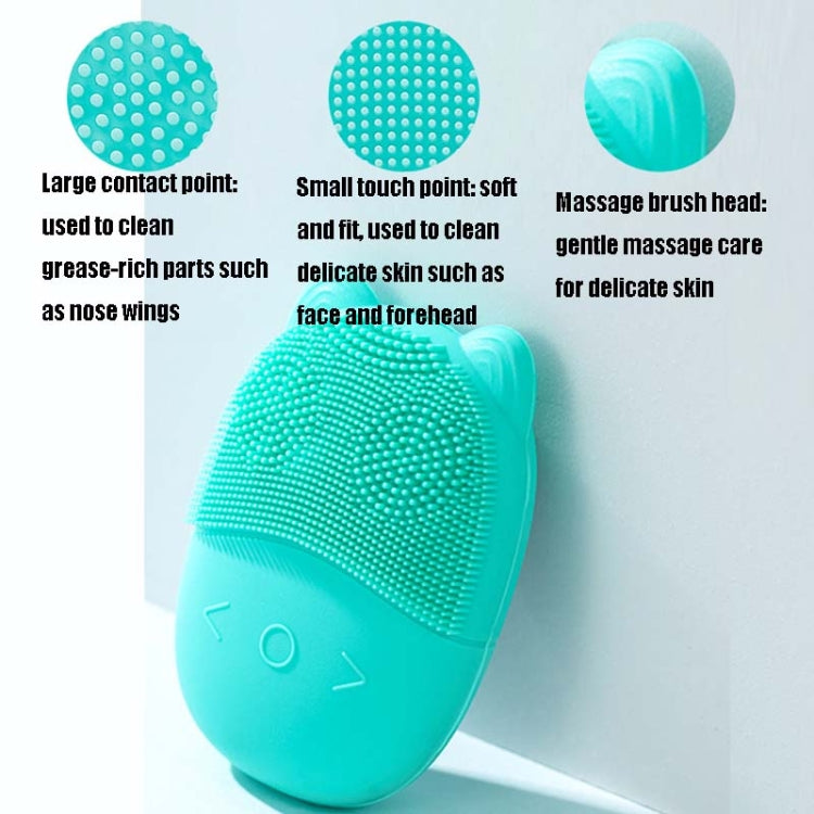 F35 Household Waterproof Electric Silicone Facial Cleanser Ultrasonic Massage Vibrating Facial Cleanser, Pink, Blue