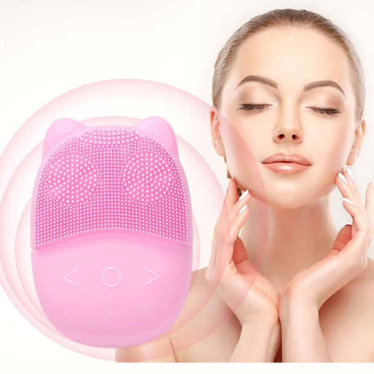 F35 Household Waterproof Electric Silicone Facial Cleanser Ultrasonic Massage Vibrating Facial Cleanser, Pink, Blue